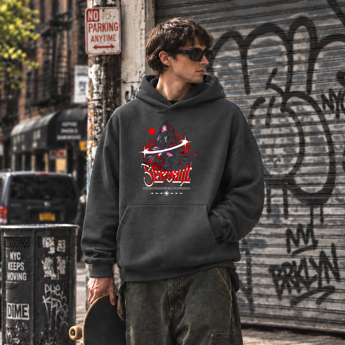 Servant Reaper Hoodie – Gothic Streetwear Poster Graphic Hoodie - Color: dark heather