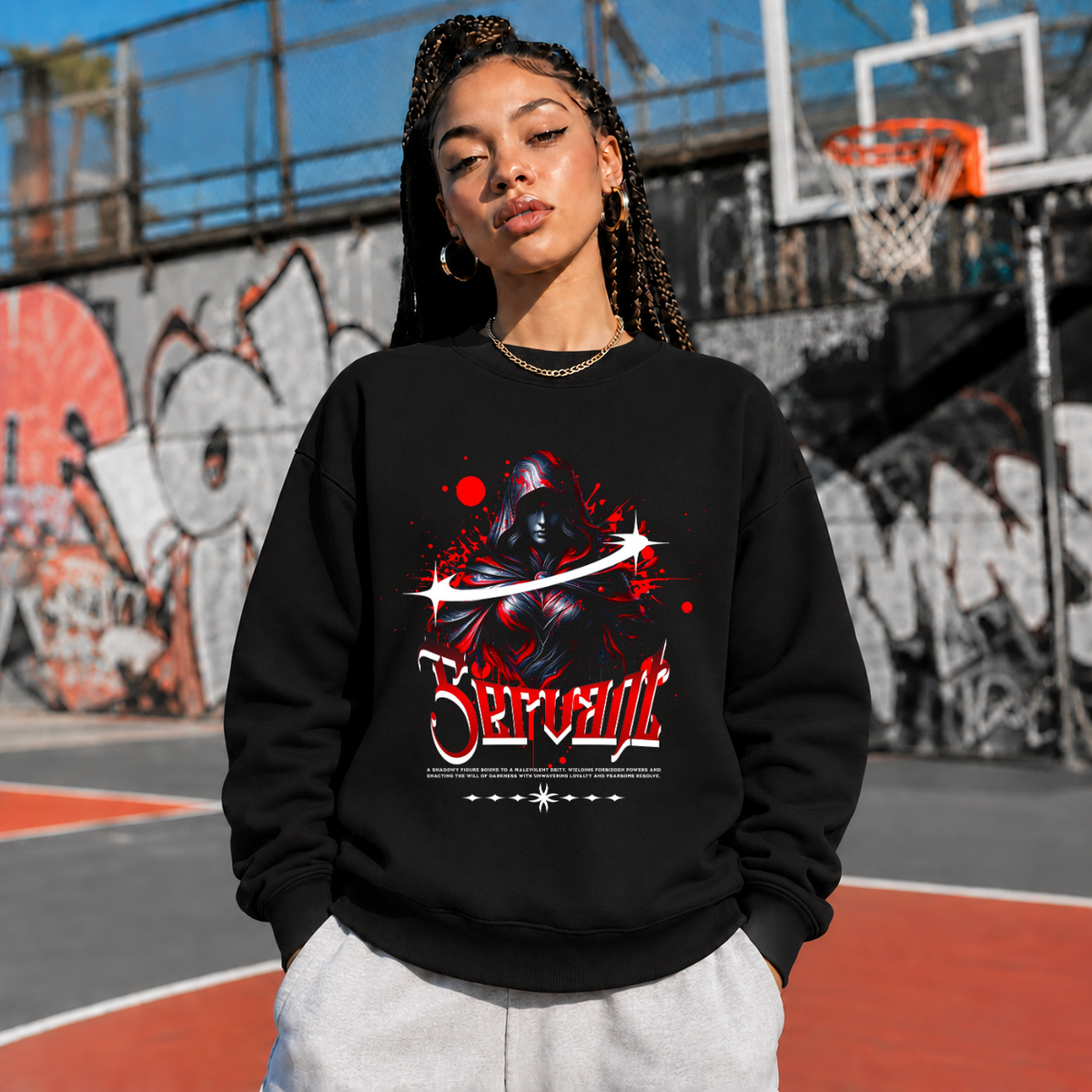 Servant Reaper Sweatshirt – Gothic Streetwear Poster Graphic Sweatshirt - Color: black