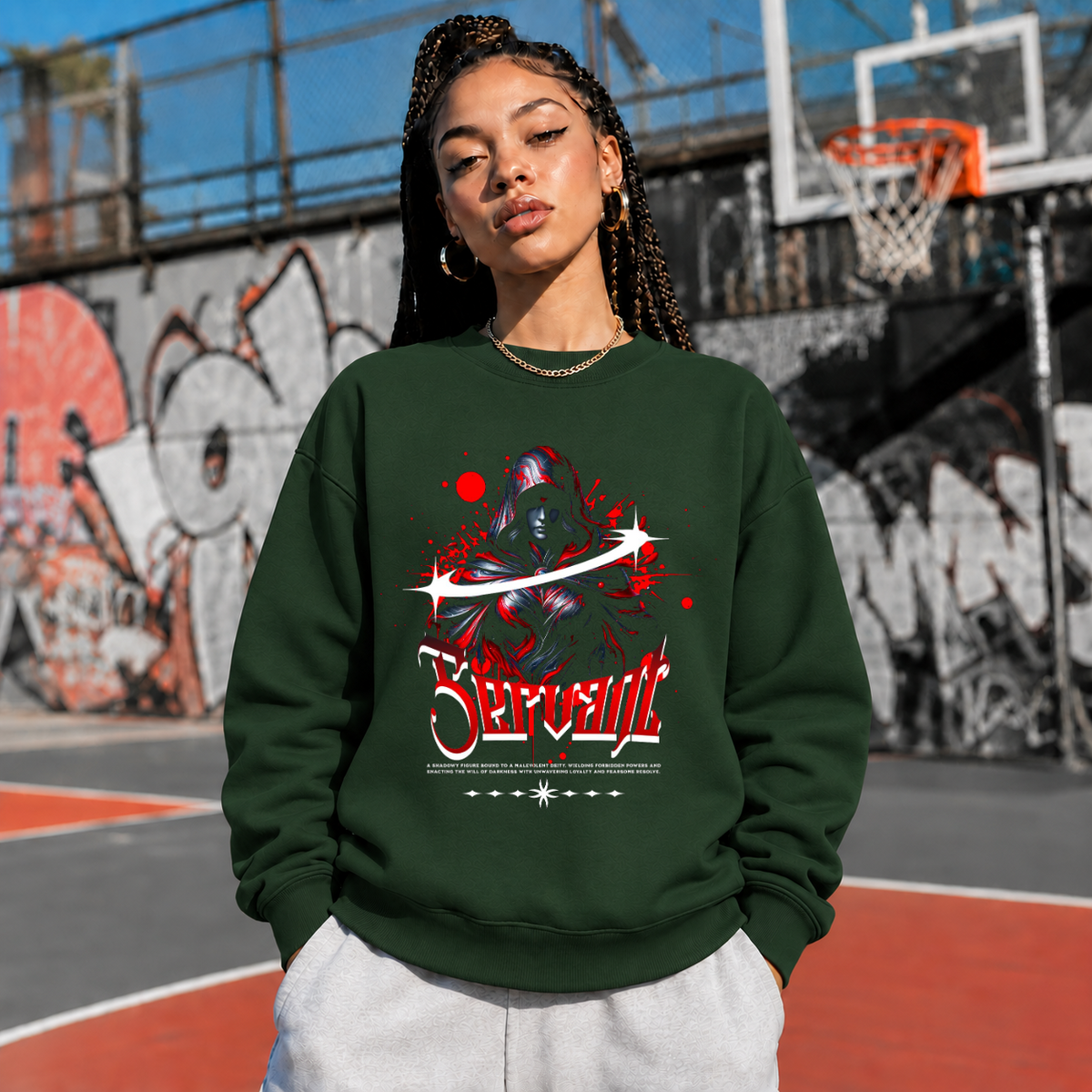 Servant Reaper T-Shirt – Gothic Streetwear Poster Graphic Tee - Color: forest green