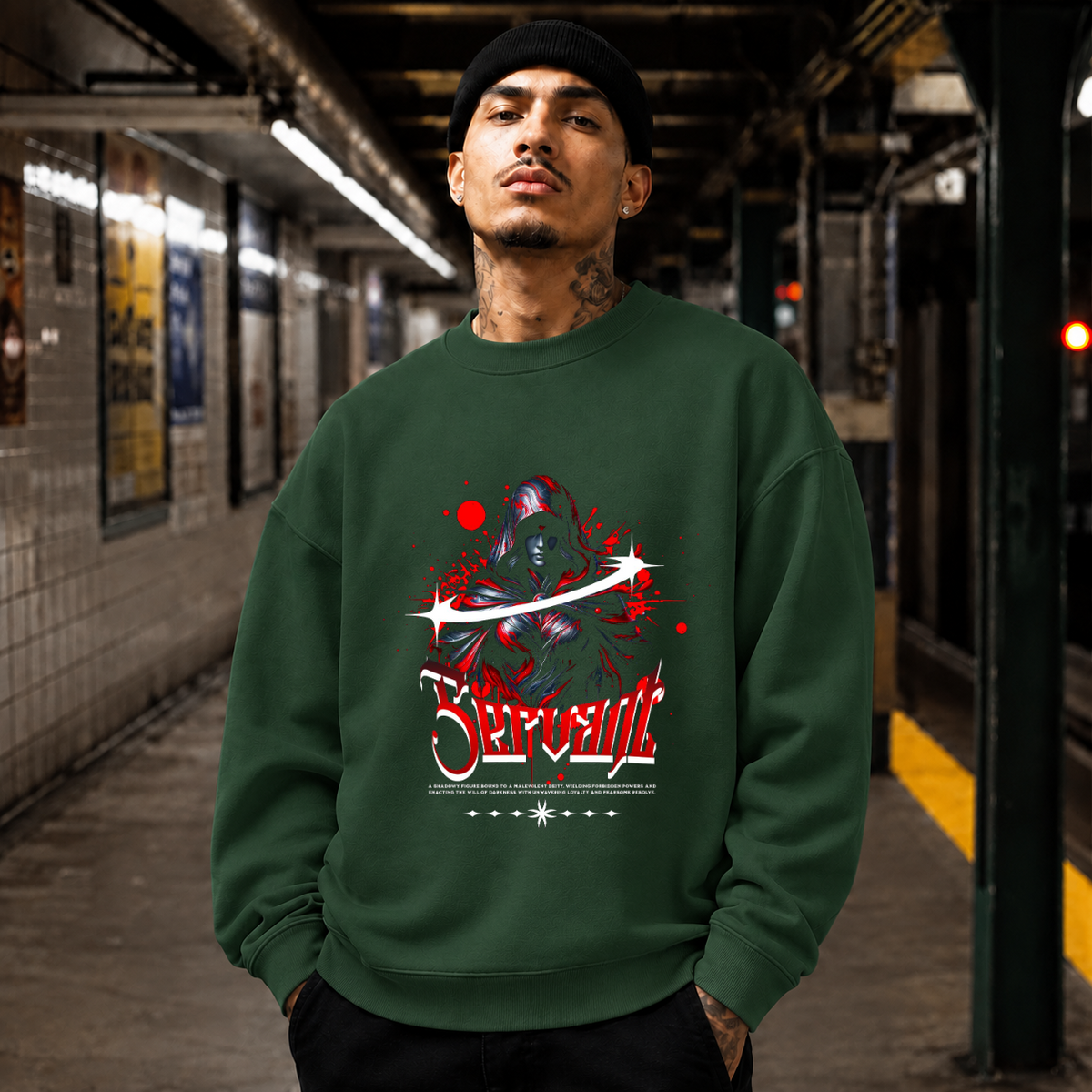 Servant Reaper T-Shirt – Gothic Streetwear Poster Graphic Tee - Color: forest green