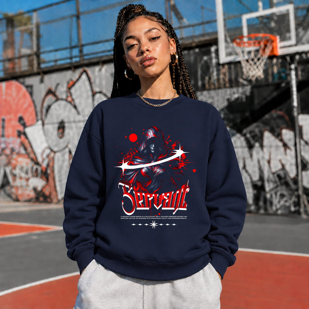 Servant Reaper T-Shirt – Gothic Streetwear Poster Graphic Tee - Color: navy