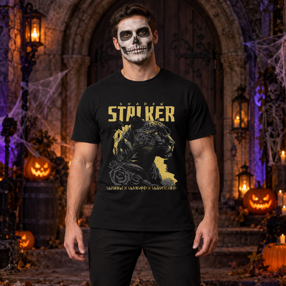 Shadow Stalker T-Shirt – Skull & Reaper Gothic Graphic Graphic Tee - Color: black