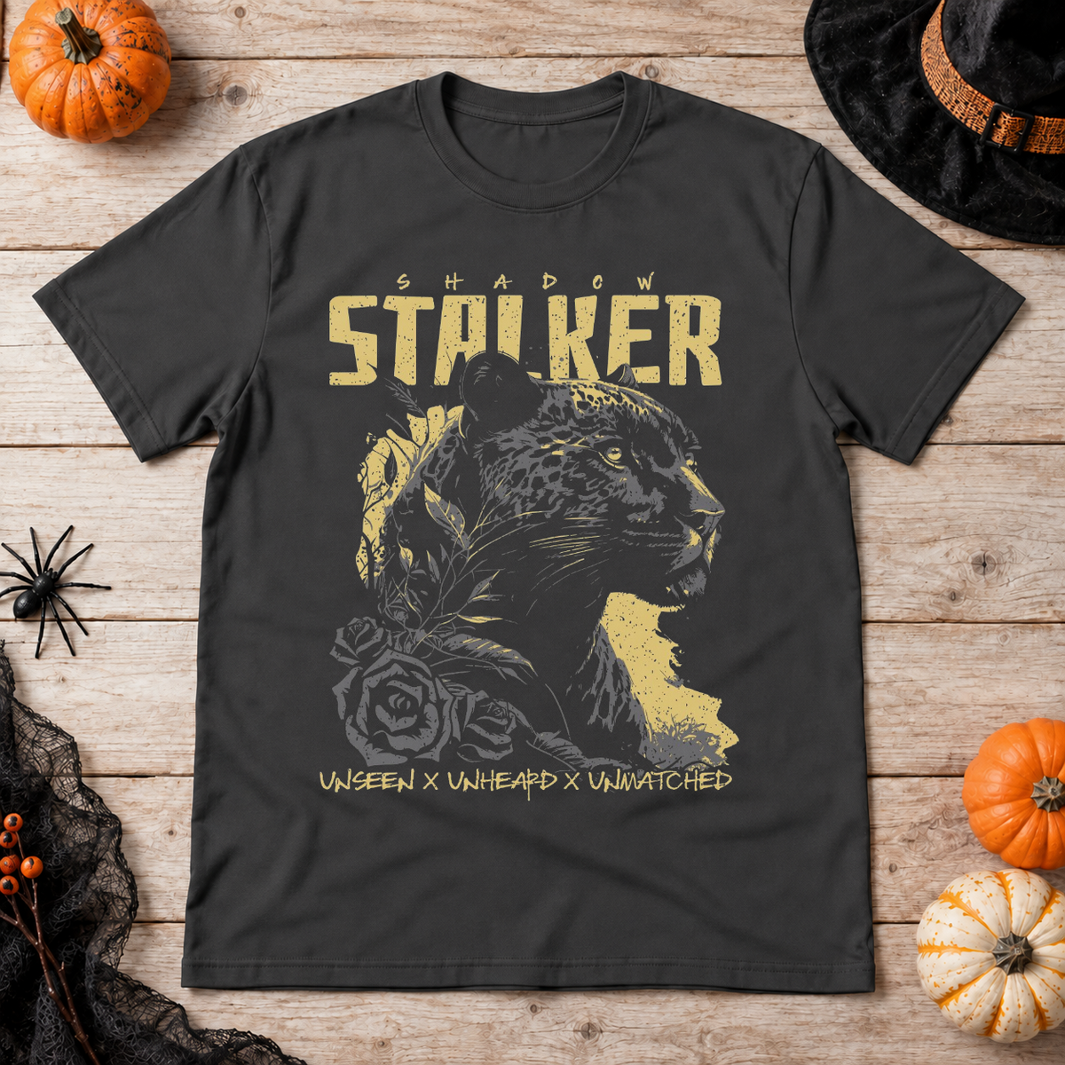 Shadow Stalker T-Shirt – Skull & Reaper Gothic Graphic Graphic Tee - Color: charcoal