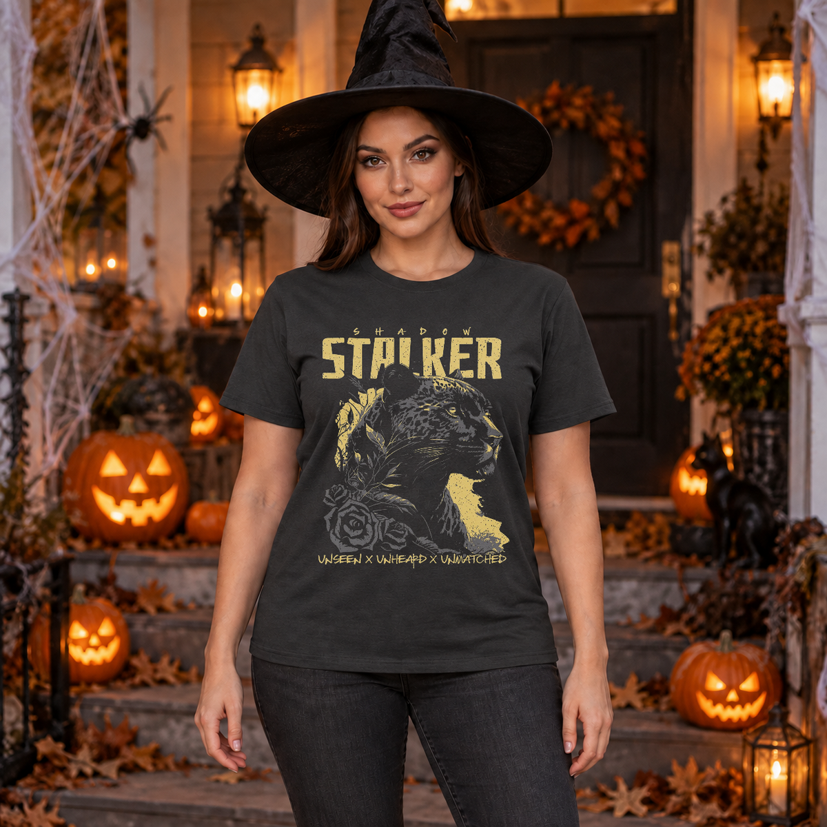 Shadow Stalker T-Shirt – Skull & Reaper Gothic Graphic Graphic Tee - Color: charcoal