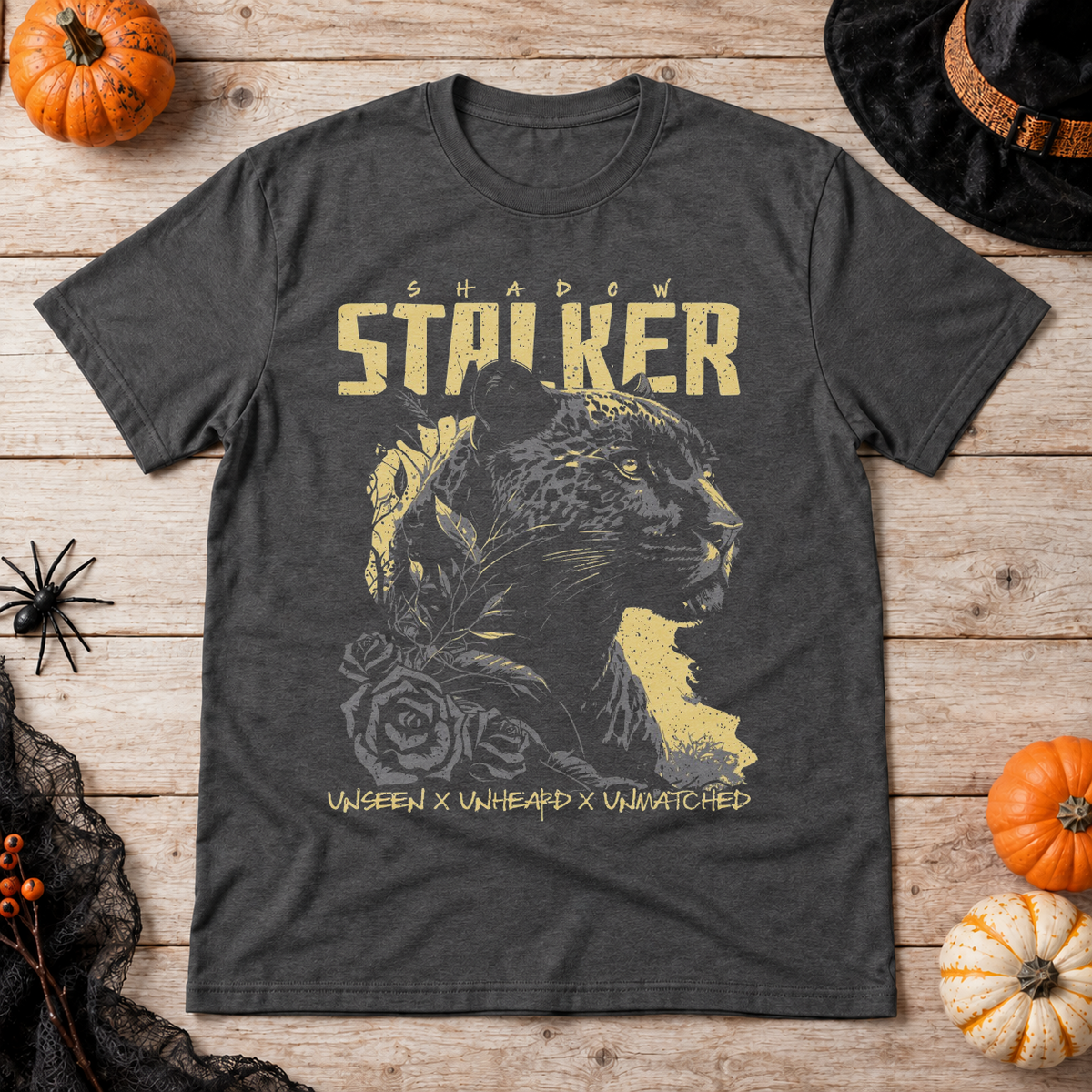 Shadow Stalker T-Shirt – Skull & Reaper Gothic Graphic Graphic Tee - Color: dark heather