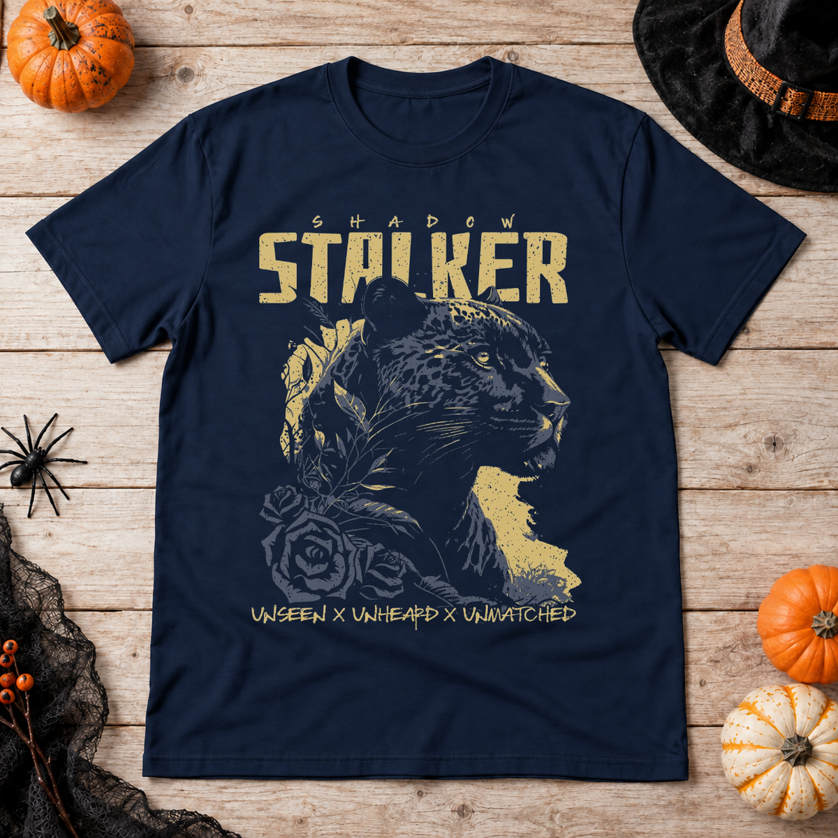 Shadow Stalker T-Shirt – Skull & Reaper Gothic Graphic Graphic Tee - Color: navy