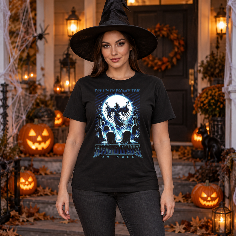 Shadows Ominous T-Shirt – Dark Gothic Halloween Graphic Graphic Tee - Color: black