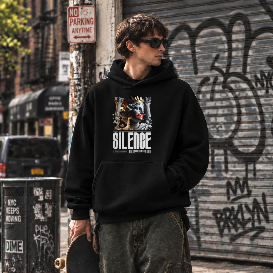 Silence Is the Ultimate Power Hoodie – Dark Editorial / Gothic Streetwear Hoodie - Color: black