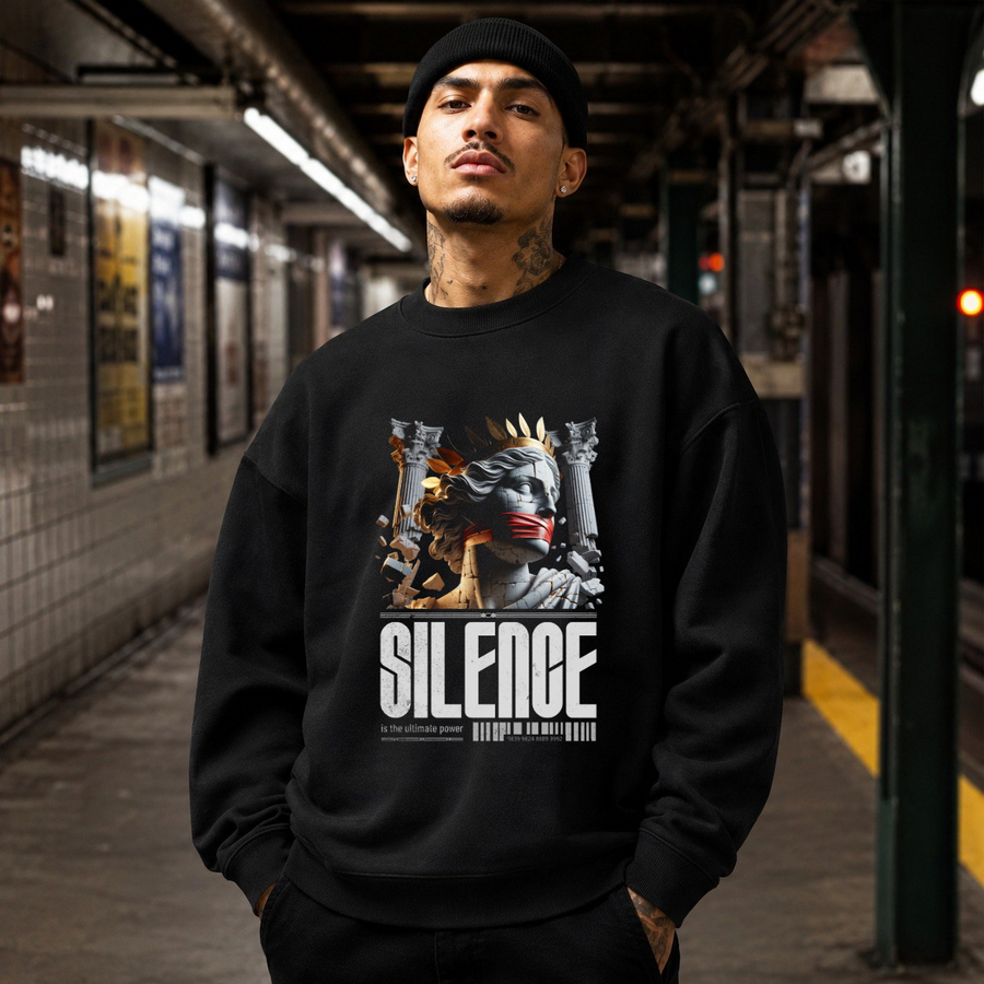 Silence Is the Ultimate Power T-Shirt – Dark Editorial / Gothic Streetwear Tee - Color: black
