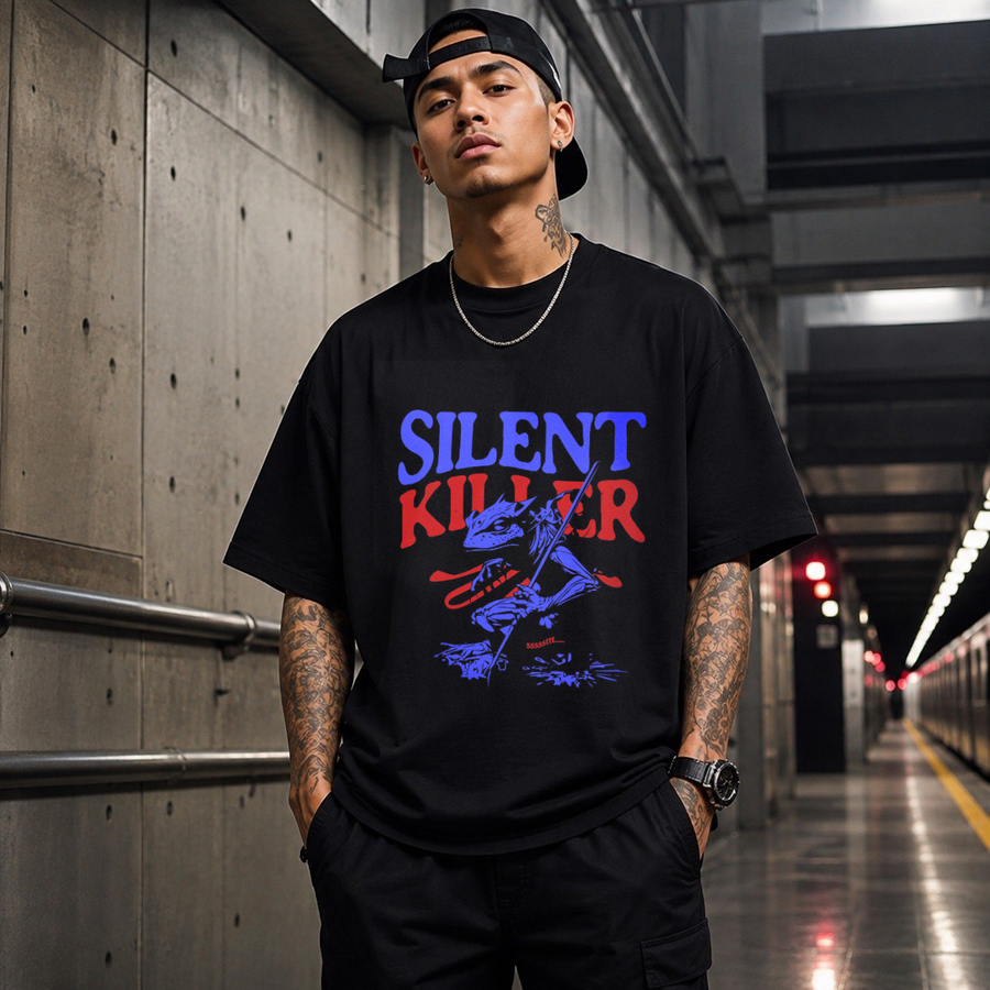 Silent Killer Frog T-Shirt – Vintage Y2K / Acid Graphic Streetwear Tee - Color: Black