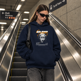 Silent Sorrow Bust Hoodie – Dark Editorial / Gothic Streetwear Hoodie - Color: navy