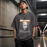 Silent Sorrow Bust T-Shirt – Dark Editorial / Gothic Streetwear Tee - Color: Charcoal