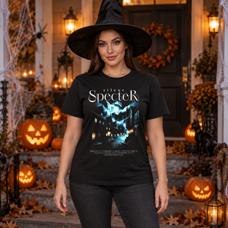 Silent Specter T-Shirt – Dark Editorial Graphic Design Graphic Tee - Color: black