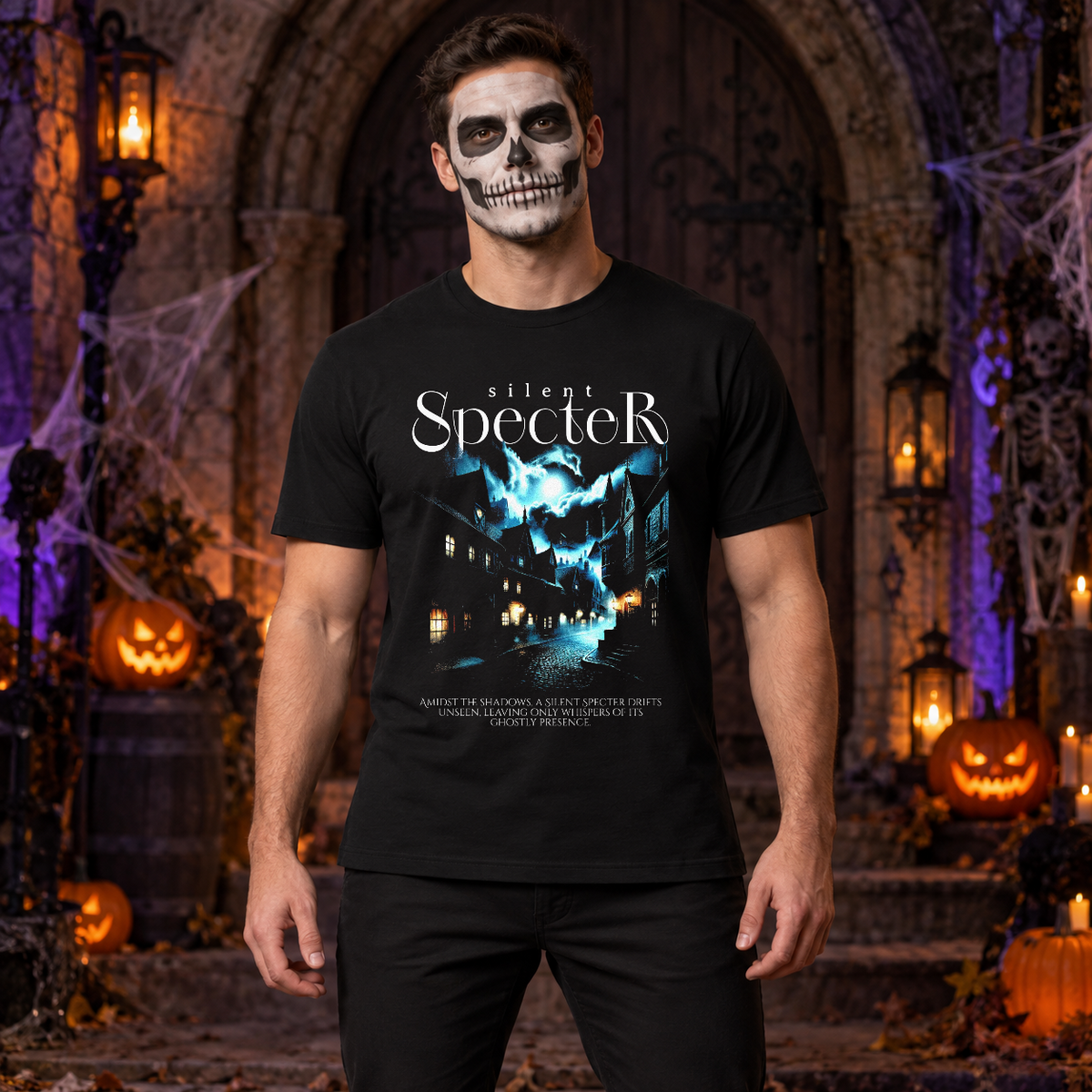 Silent Specter T-Shirt – Dark Editorial Graphic Design Graphic Tee - Color: black