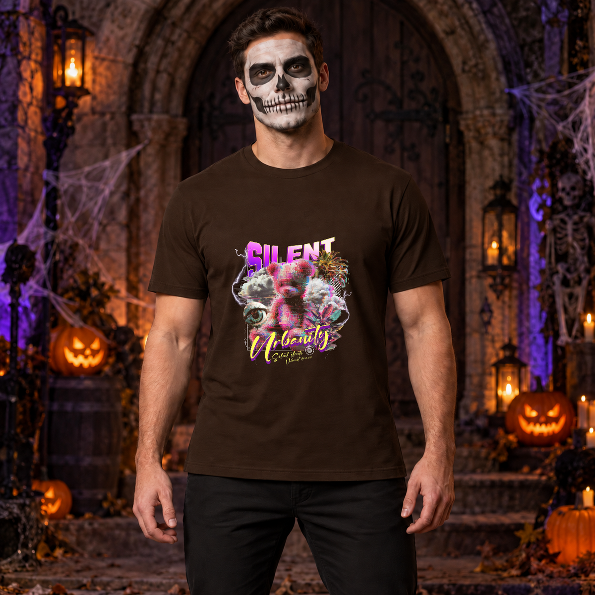 Silent Urbanity T-Shirt – Punk Rock Streetwear Graphic Graphic Tee - Color: chocolate