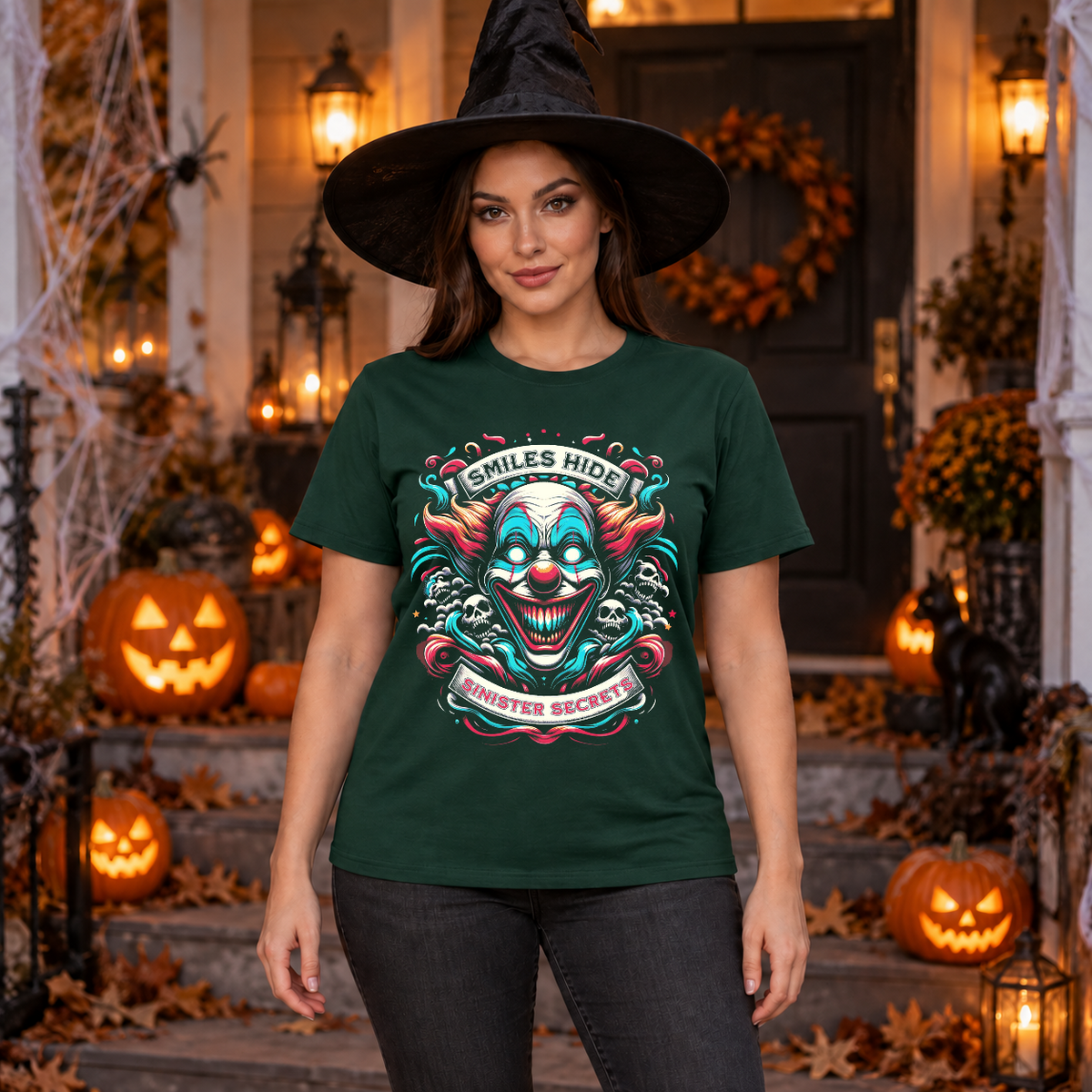 Sinister Secret T-Shirt – Skull & Reaper Gothic Graphic Graphic Tee - Color: forest green