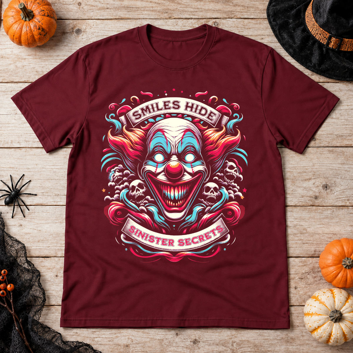 Sinister Secret T-Shirt – Skull & Reaper Gothic Graphic Graphic Tee - Color: maroon