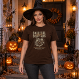 Skeletal Scholars Society T-Shirt – Dark Streetwear Graphic Design Graphic Tee - Color: chocolate