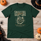 Skeletal Scholars Society T-Shirt – Dark Streetwear Graphic Design Graphic Tee - Color: forest green