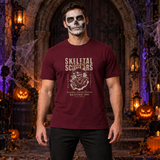 Skeletal Scholars Society T-Shirt – Dark Streetwear Graphic Design Graphic Tee - Color: maroon