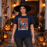 Skeleton Rocker Beat T-Shirt – Skull & Reaper Gothic Graphic Graphic Tee - Color: navy