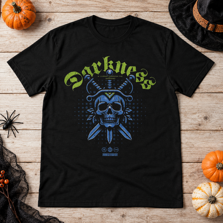 Skull Darkness T-Shirt – Dark Gothic Halloween Graphic Graphic Tee - Color: black