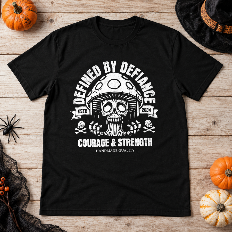 Skull Mushroom T-Shirt Design Template T-Shirt – Skull & Reaper Gothic Graphic Graphic Tee - Color: black