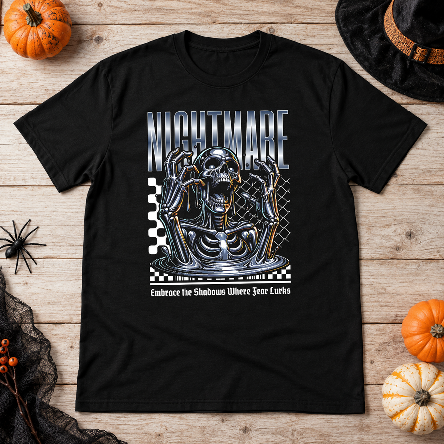 Skull Nightmare T-Shirt – Skull & Reaper Gothic Graphic Graphic Tee - Color: black
