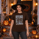 Skull Nightmare T-Shirt – Skull & Reaper Gothic Graphic Graphic Tee - Color: chocolate