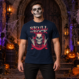Skull of Rock T-Shirt – Skull & Reaper Gothic Graphic Graphic Tee - Color: navy