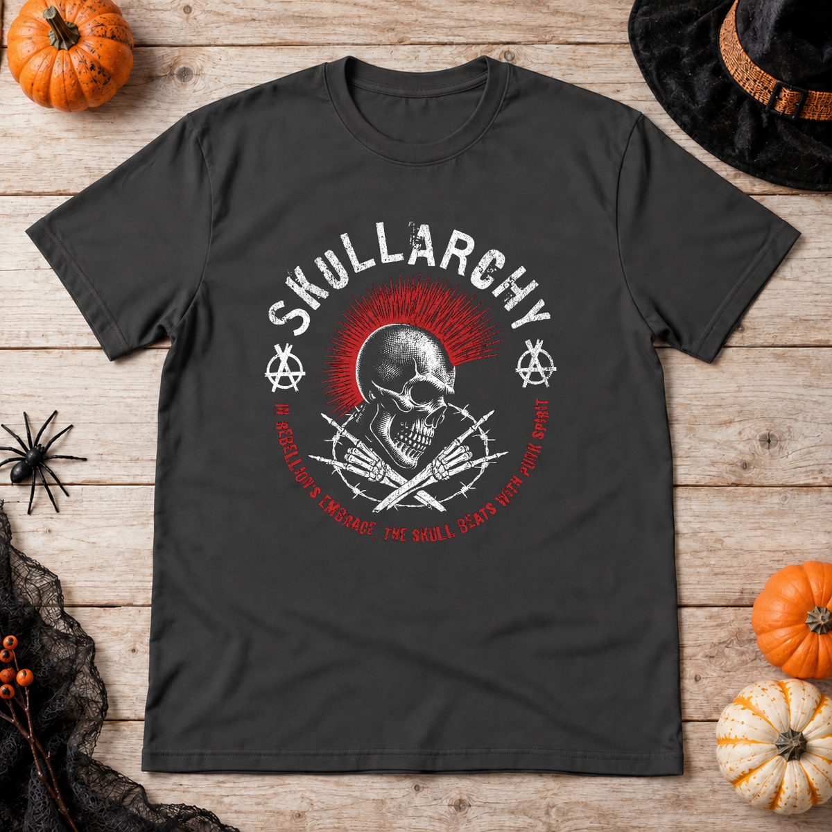 Skull punk T-Shirt – Skull & Reaper Gothic Graphic Graphic Tee - Color: charcoal