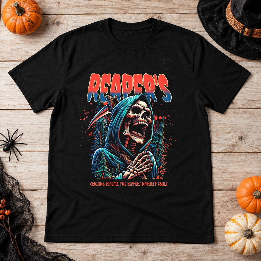 Skull Reaper's Vintage T-Shirt – Skull & Reaper Gothic Graphic Graphic Tee - Color: black
