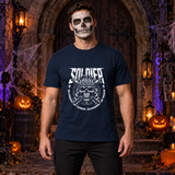 Skull Soldier T-Shirt – Skull & Reaper Gothic Graphic Graphic Tee - Color: navy
