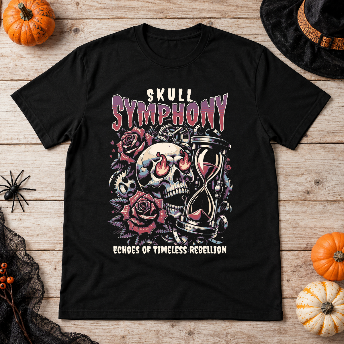 Skull Symphony T-Shirt – Skull & Reaper Gothic Graphic Graphic Tee - Color: black