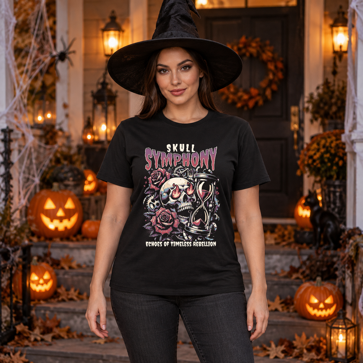 Skull Symphony T-Shirt – Skull & Reaper Gothic Graphic Graphic Tee - Color: black
