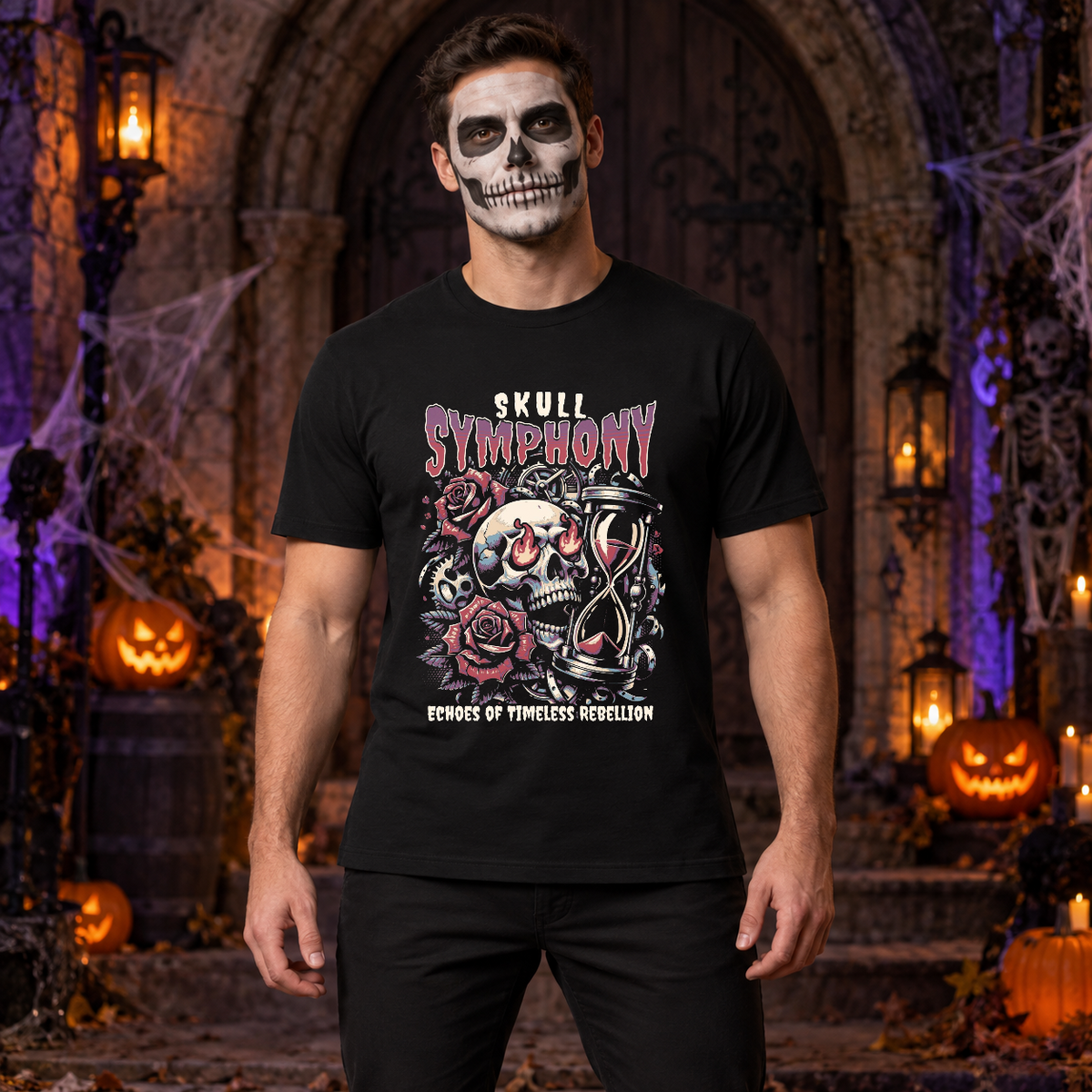 Skull Symphony T-Shirt – Skull & Reaper Gothic Graphic Graphic Tee - Color: black