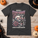 Skull Symphony T-Shirt – Skull & Reaper Gothic Graphic Graphic Tee - Color: charcoal