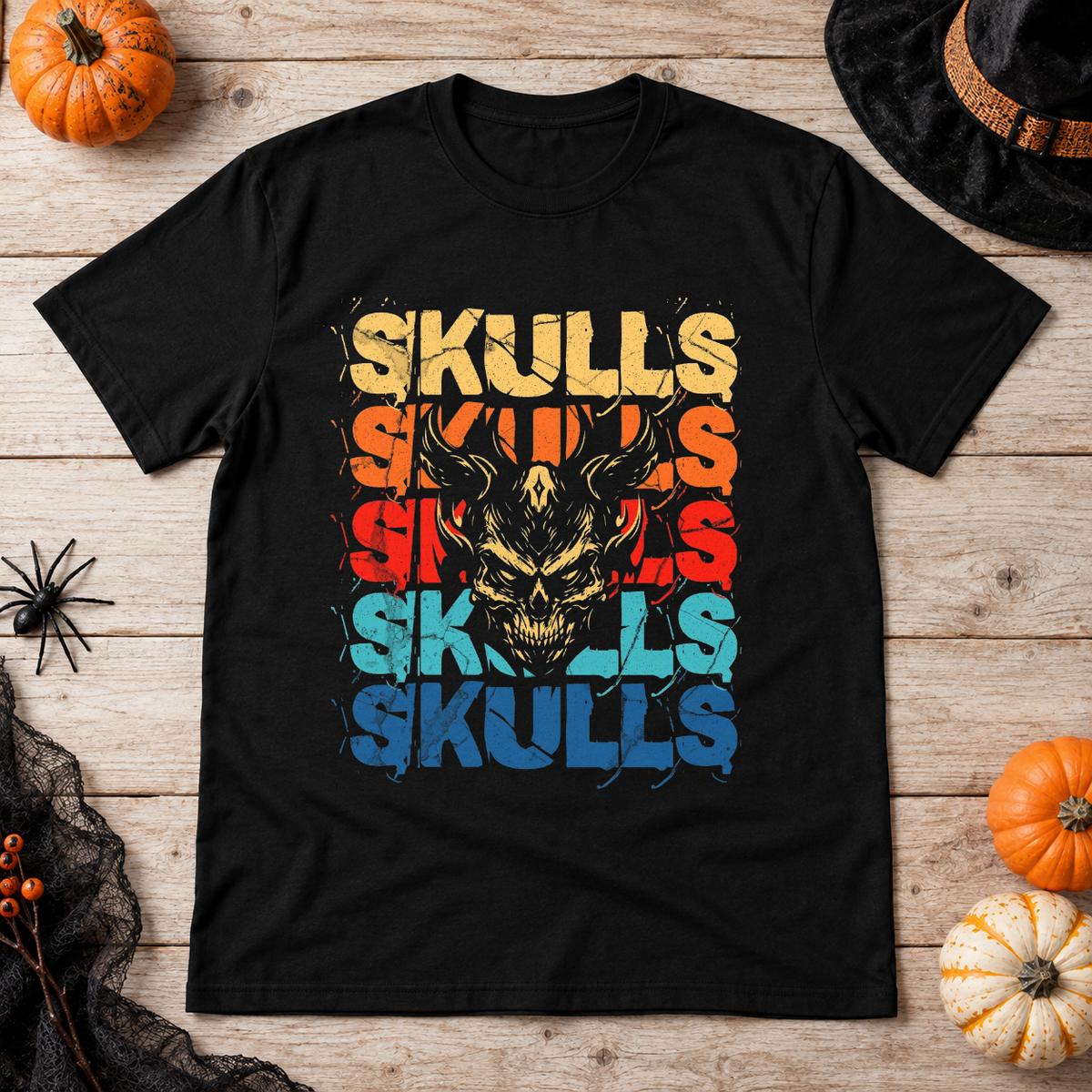 Skulls T-Shirt – Skull & Reaper Gothic Graphic Graphic Tee - Color: black