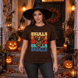 Skulls T-Shirt – Skull & Reaper Gothic Graphic Graphic Tee - Color: chocolate