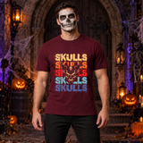 Skulls T-Shirt – Skull & Reaper Gothic Graphic Graphic Tee - Color: maroon