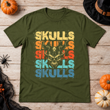 Skulls T-Shirt – Skull & Reaper Gothic Graphic Graphic Tee - Color: military green