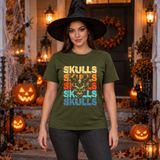 Skulls T-Shirt – Skull & Reaper Gothic Graphic Graphic Tee - Color: military green