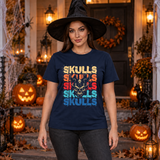 Skulls T-Shirt – Skull & Reaper Gothic Graphic Graphic Tee - Color: navy