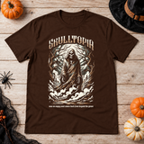 Skulltopia T-Shirt – Skull & Reaper Gothic Graphic Graphic Tee - Color: chocolate