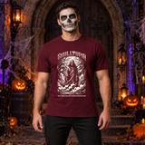 Skulltopia T-Shirt – Skull & Reaper Gothic Graphic Graphic Tee - Color: maroon