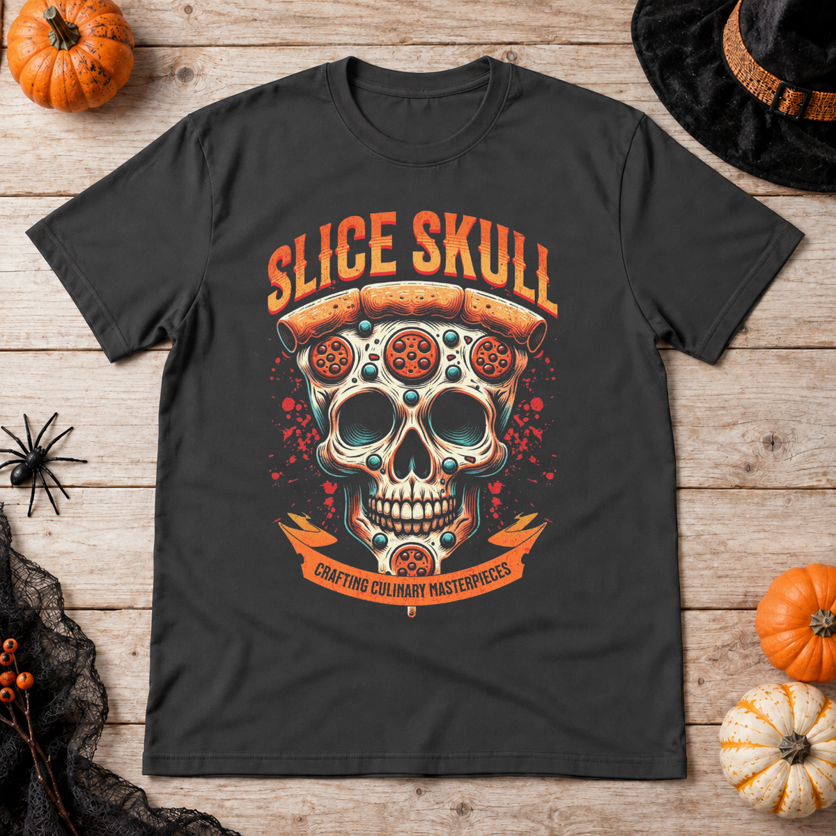 Slice Skull T-Shirt – Skull & Reaper Gothic Graphic Graphic Tee - Color: charcoal