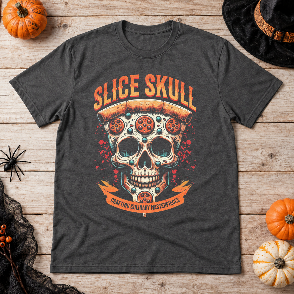 Slice Skull T-Shirt – Skull & Reaper Gothic Graphic Graphic Tee - Color: dark heather