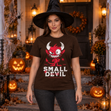 Small Devil T-Shirt – Skull & Reaper Gothic Graphic Graphic Tee - Color: chocolate