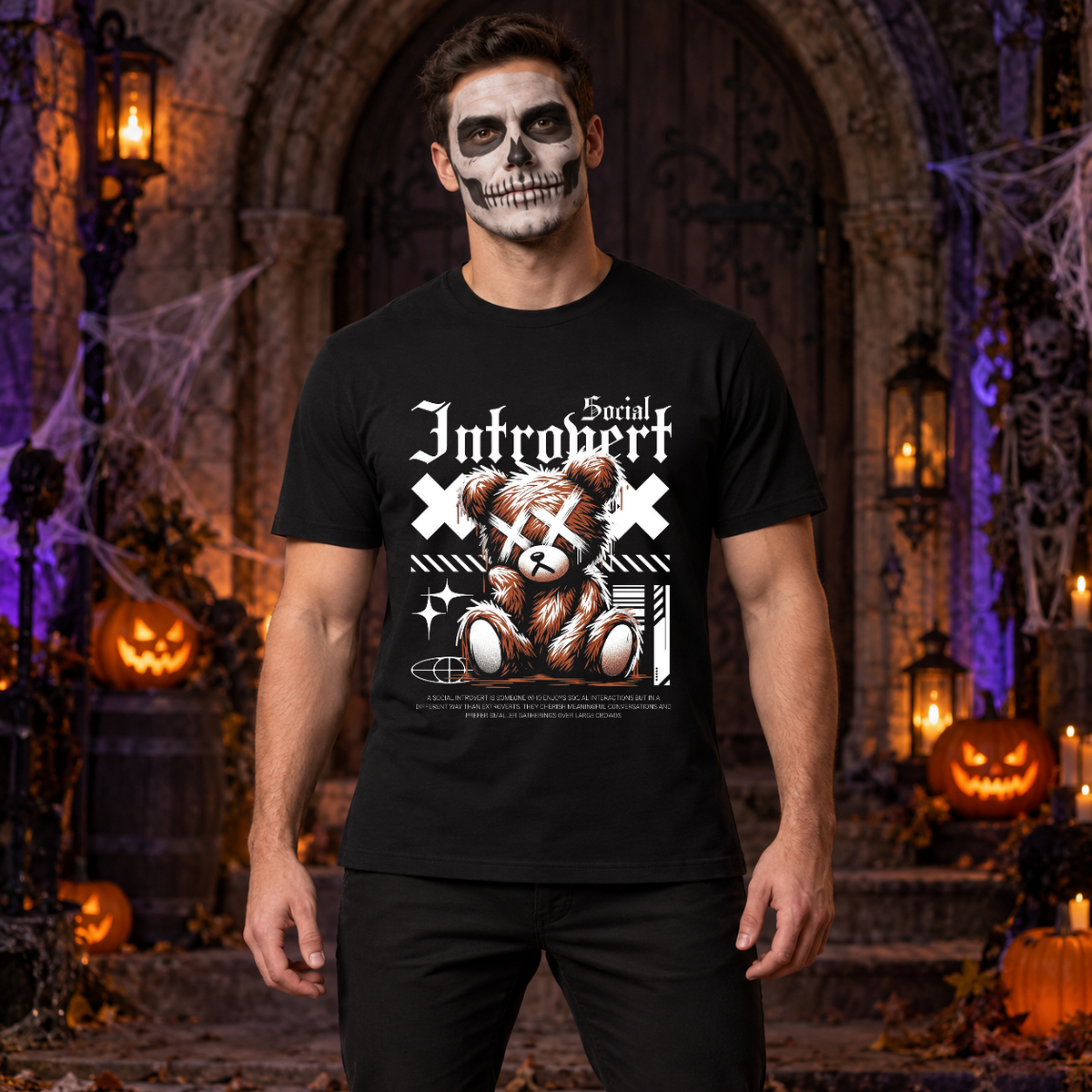 Social Introvert T-Shirt – Dark Editorial Graphic Design Graphic Tee - Color: black