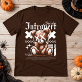 Social Introvert T-Shirt – Dark Editorial Graphic Design Graphic Tee - Color: chocolate